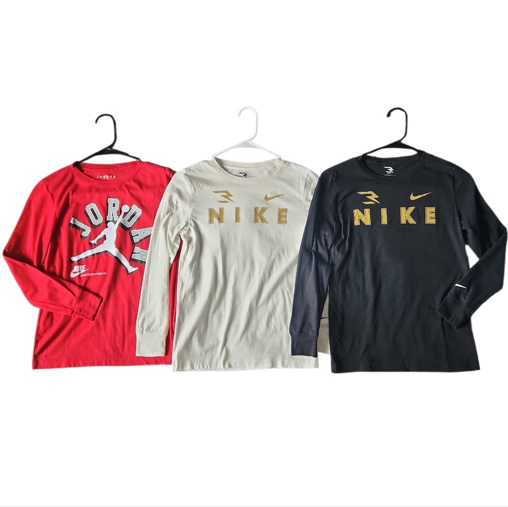 Nike Boys Medium (10-12) Long Sleeve Shirt Bundle Of 3